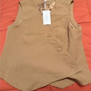 Tan Pinstripe Buttoned Vest